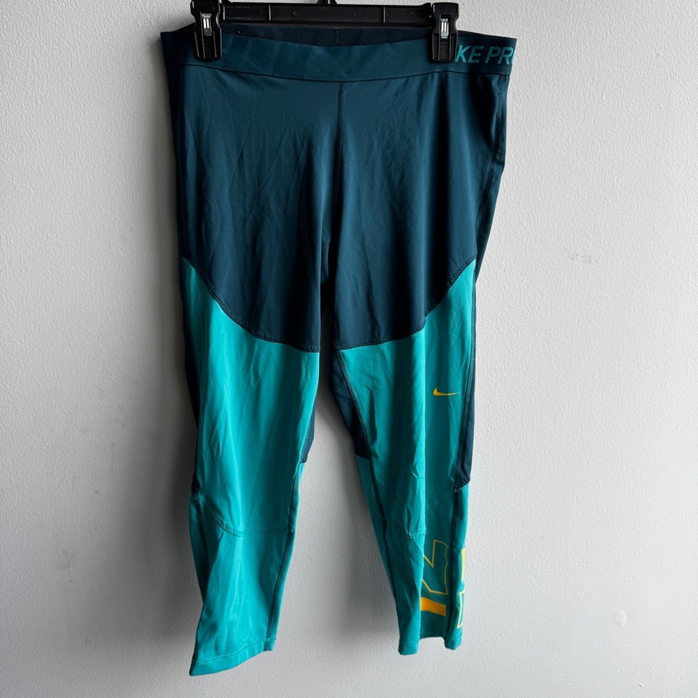 Nike Teal and Dark Blue Athletic Leggings